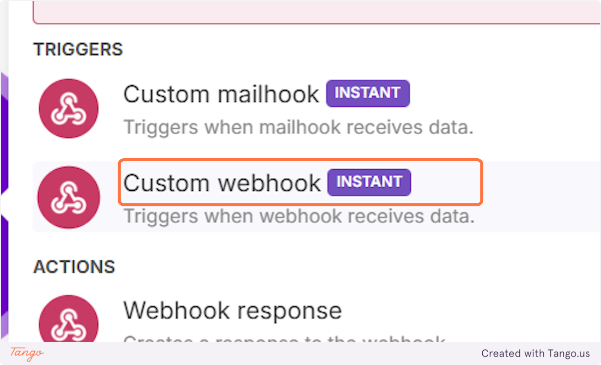 Click on Custom webhook…