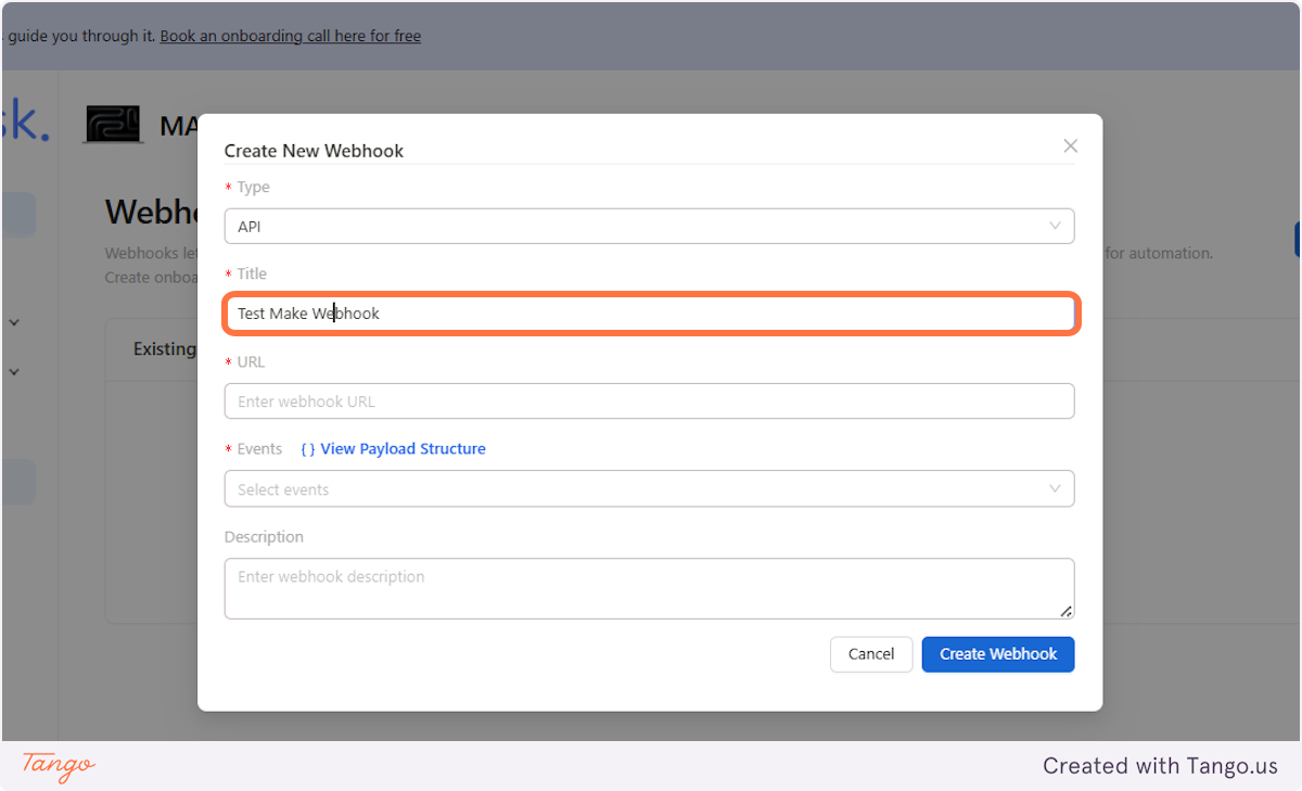 Choose the title for your webhook
