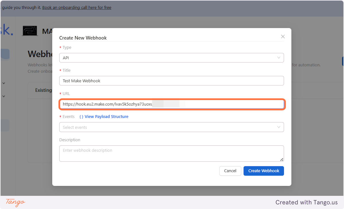 Paste the URL into your Admin dashboard - webhooks section.