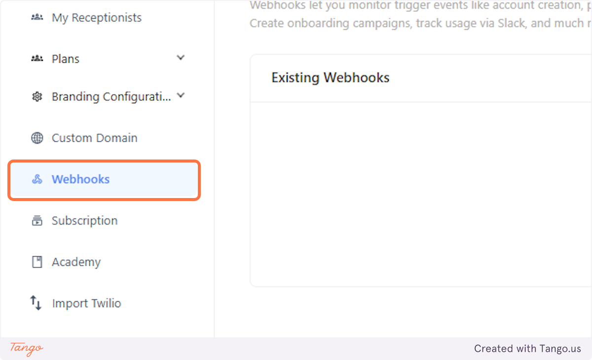 Let's navigate to Webhooks in your admin dashboard.