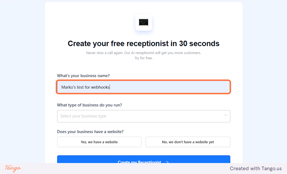 Let's create a trial account to test out our webhook.