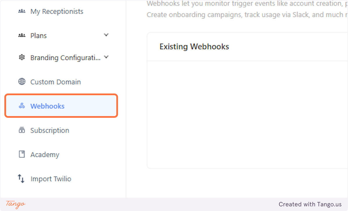 Let's navigate to Webhooks in your admin dashboard.