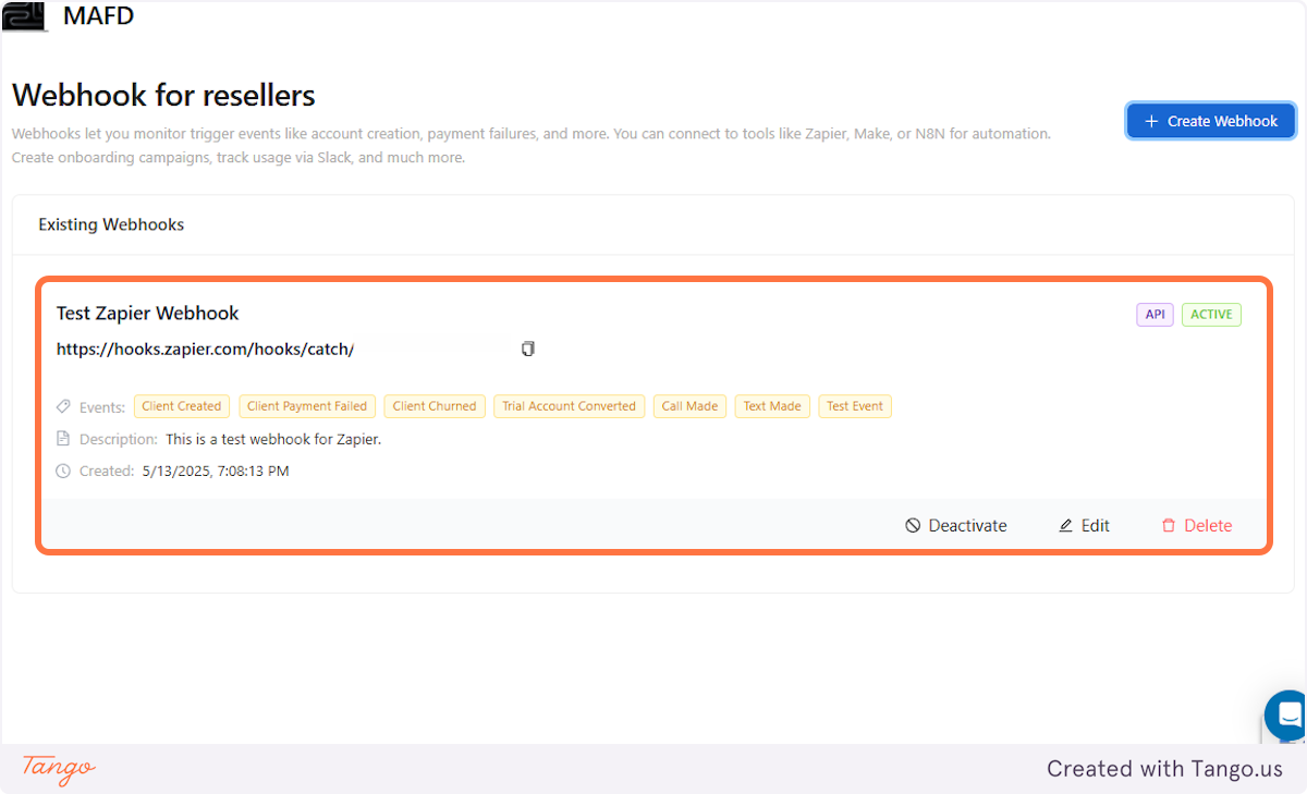 You have created your first webhook! Well done!