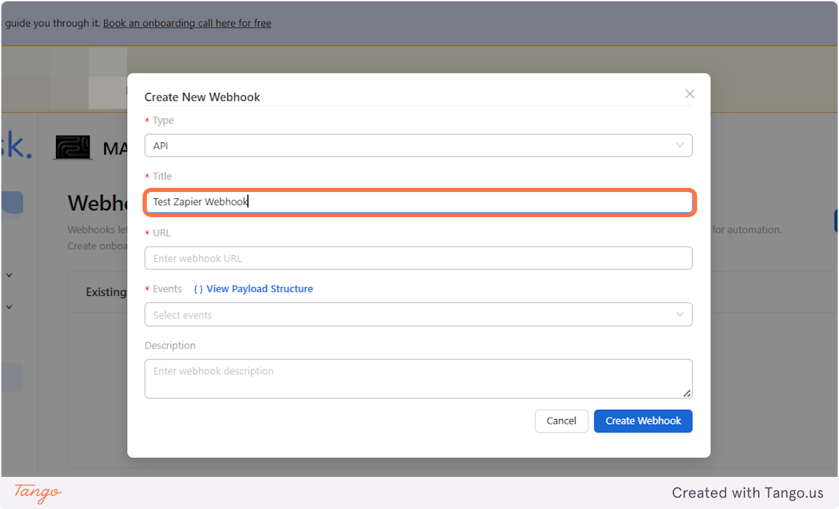 Choose the title for your webhook