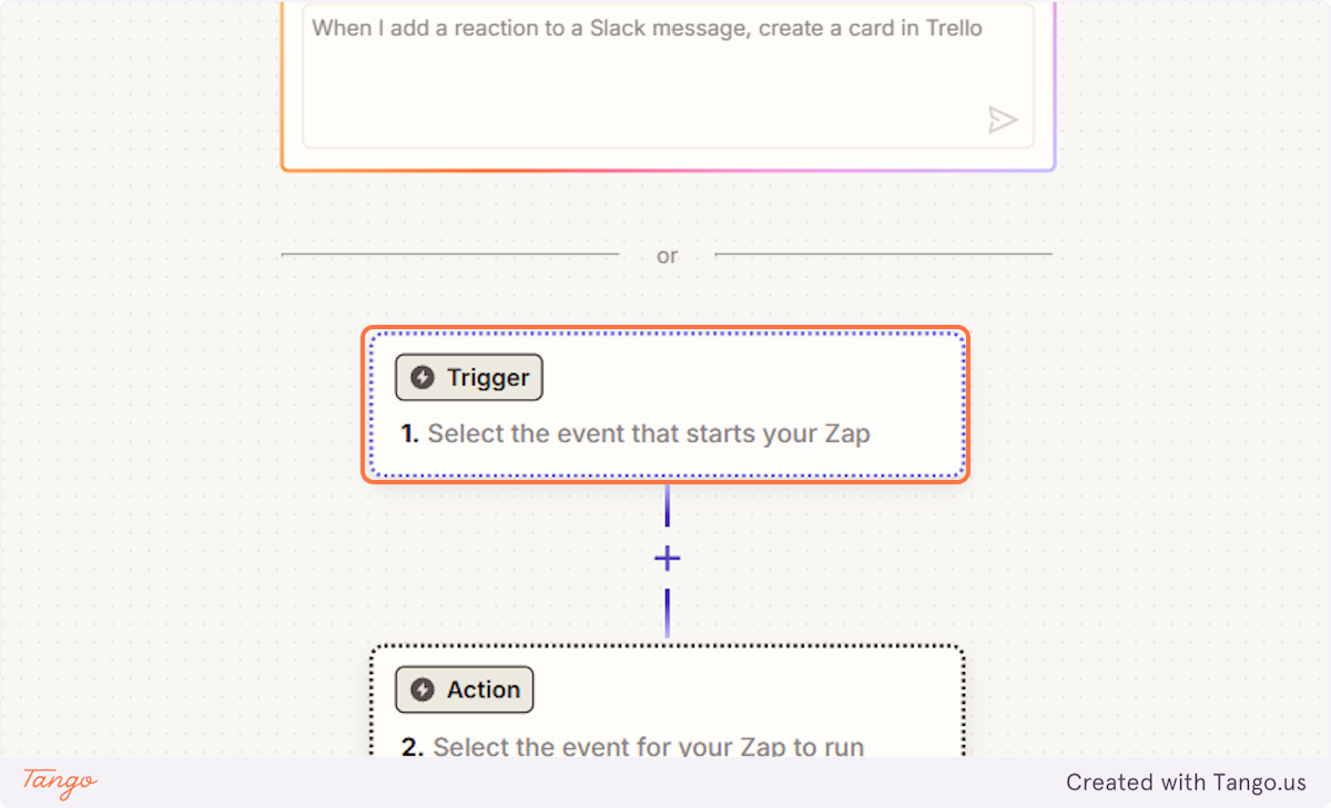 First we need to set up a trigger for our Zap.