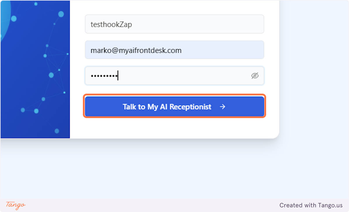 Click on Talk to My AI Receptionist
