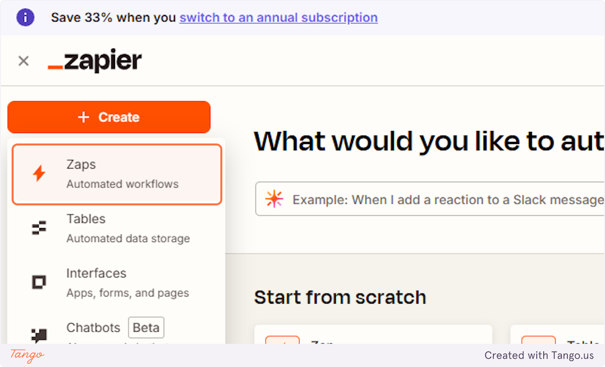 Click on Zaps…