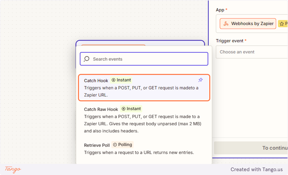 Click on Catch Hook…
