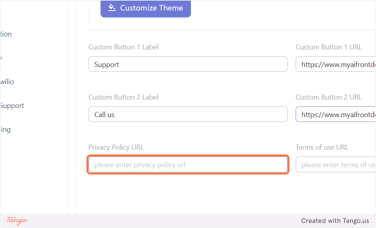 We also give you an option to add a Privacy Policy URL