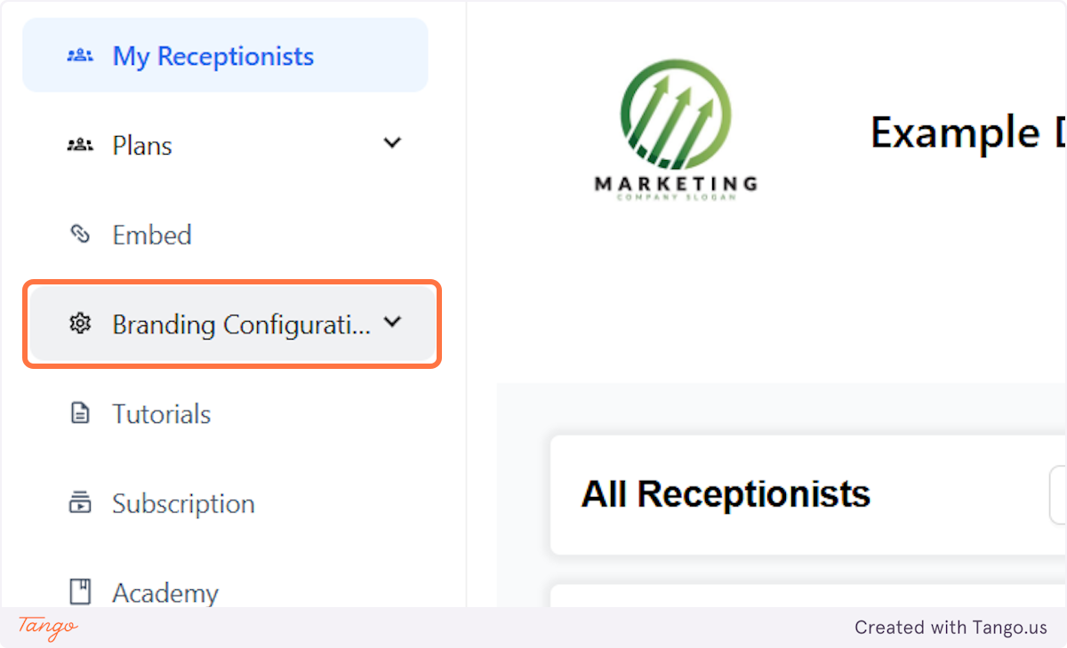 Let's navigate to Branding Configurations