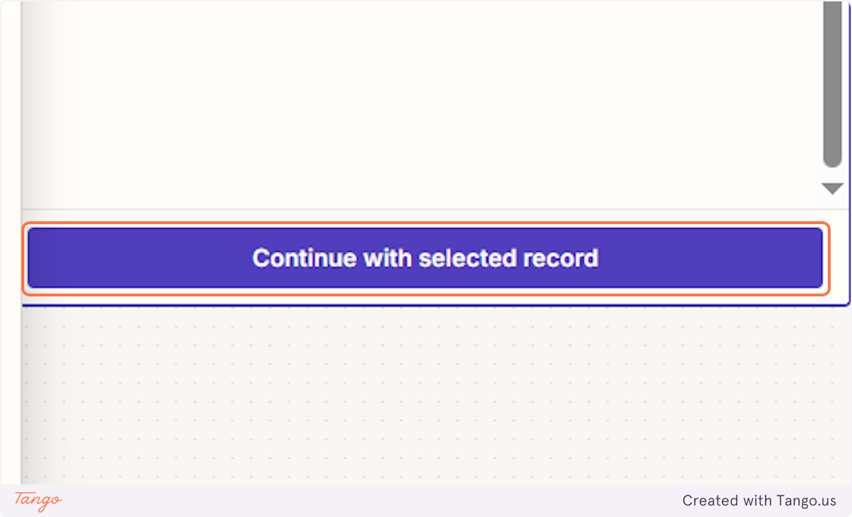 Click on Continue with selected record