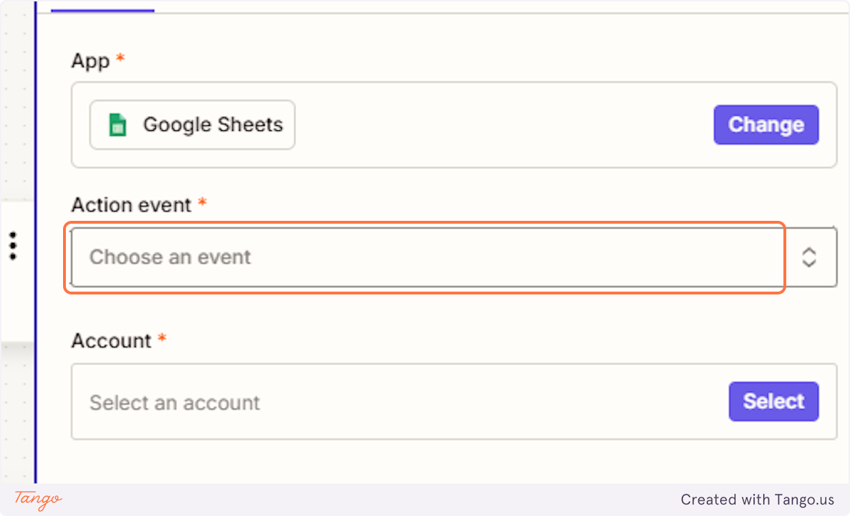 Click on Choose an event