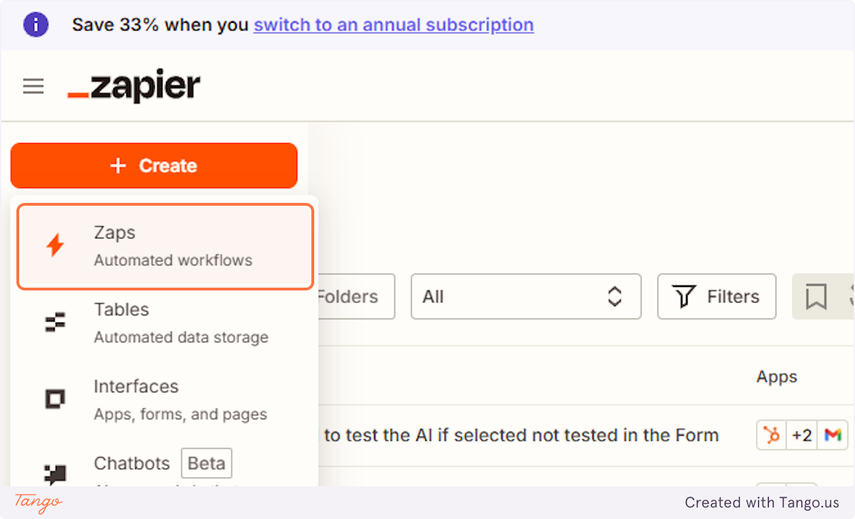 Click on Zaps…