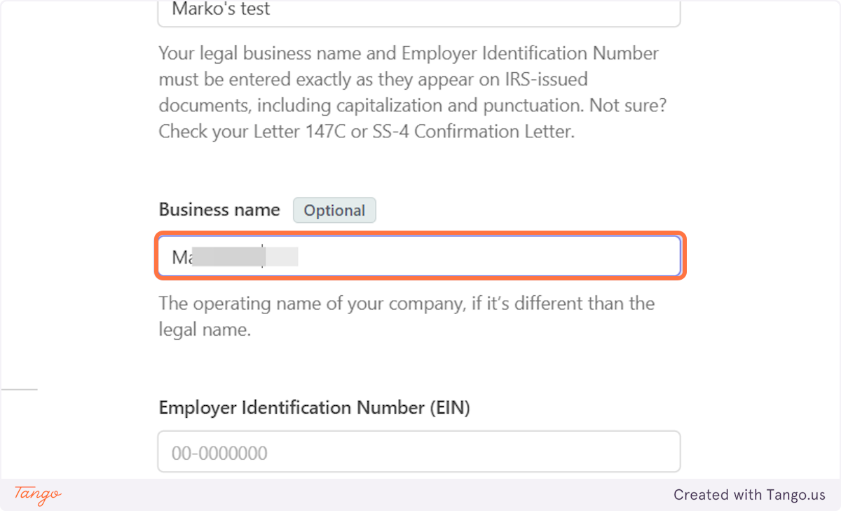 And your business name (optional).