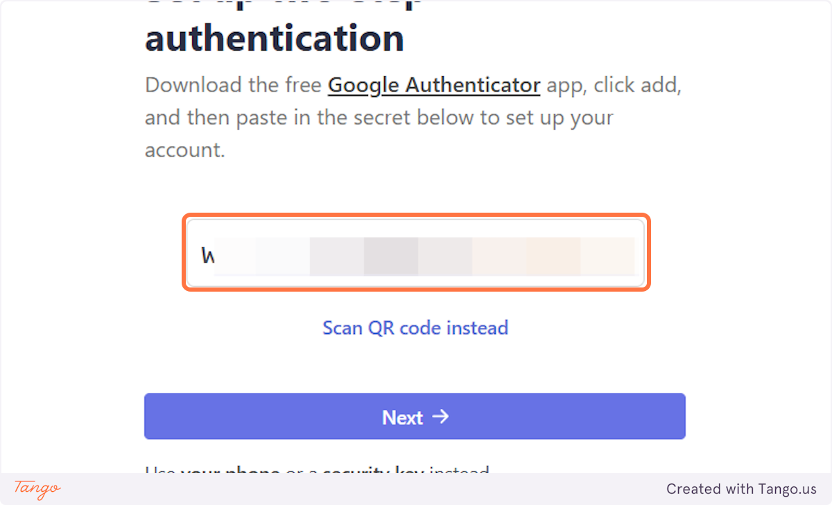 The code will appear