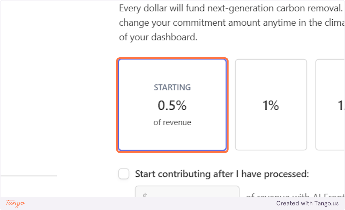 Choose if you'd like to donate to the carbon removal program.