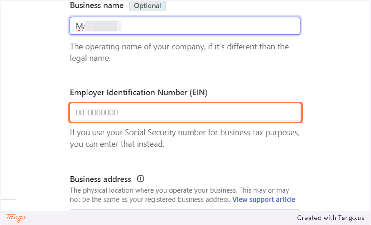 Add your Employer Identification Number (EIN).