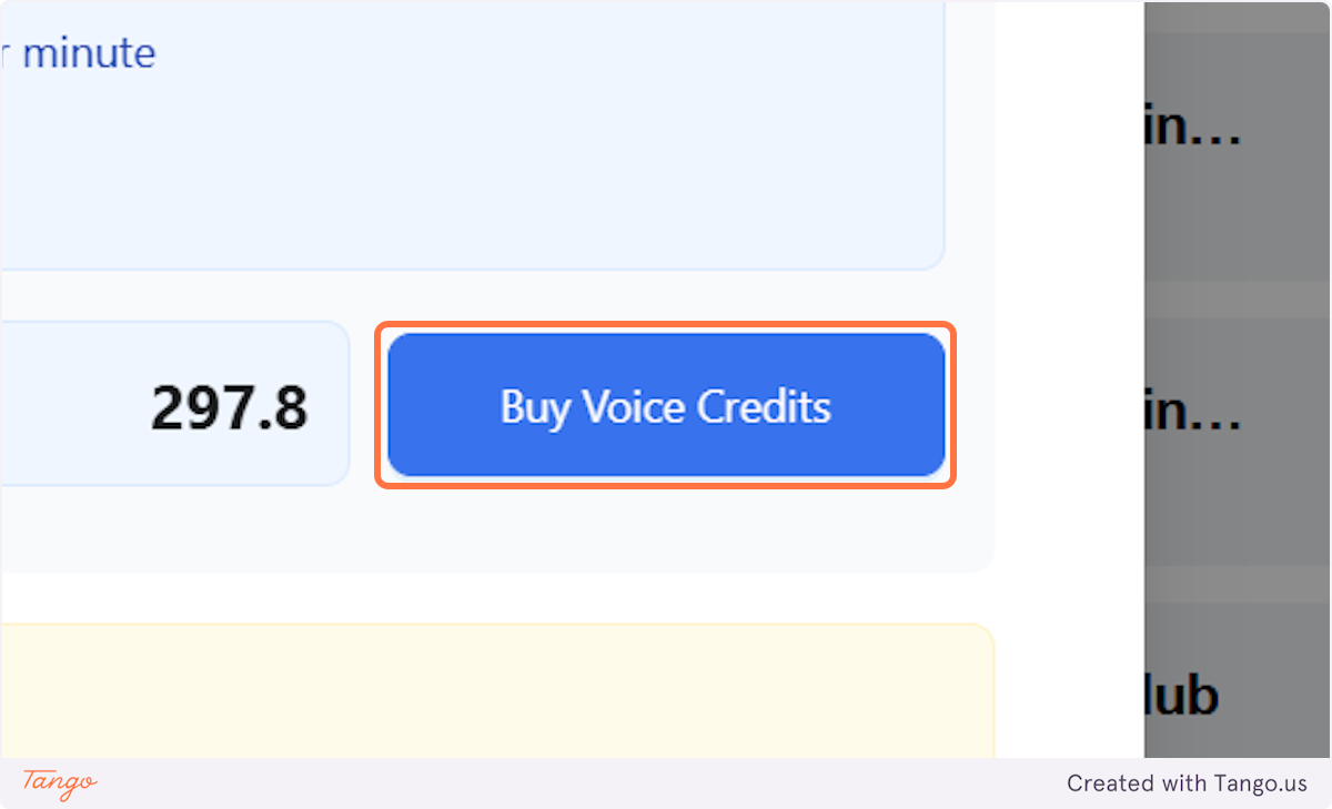 Click on Buy Voice Credits to purchase more credits.