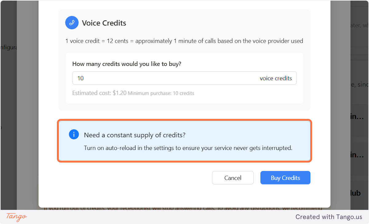 We also offer you an option of auto refill of credits