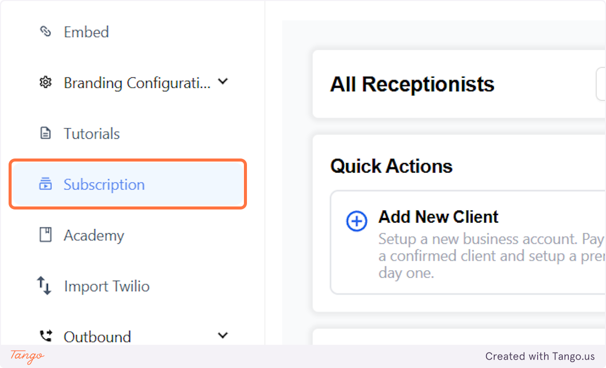 Let's first navigate to your Subscription tab in your admin dashboard