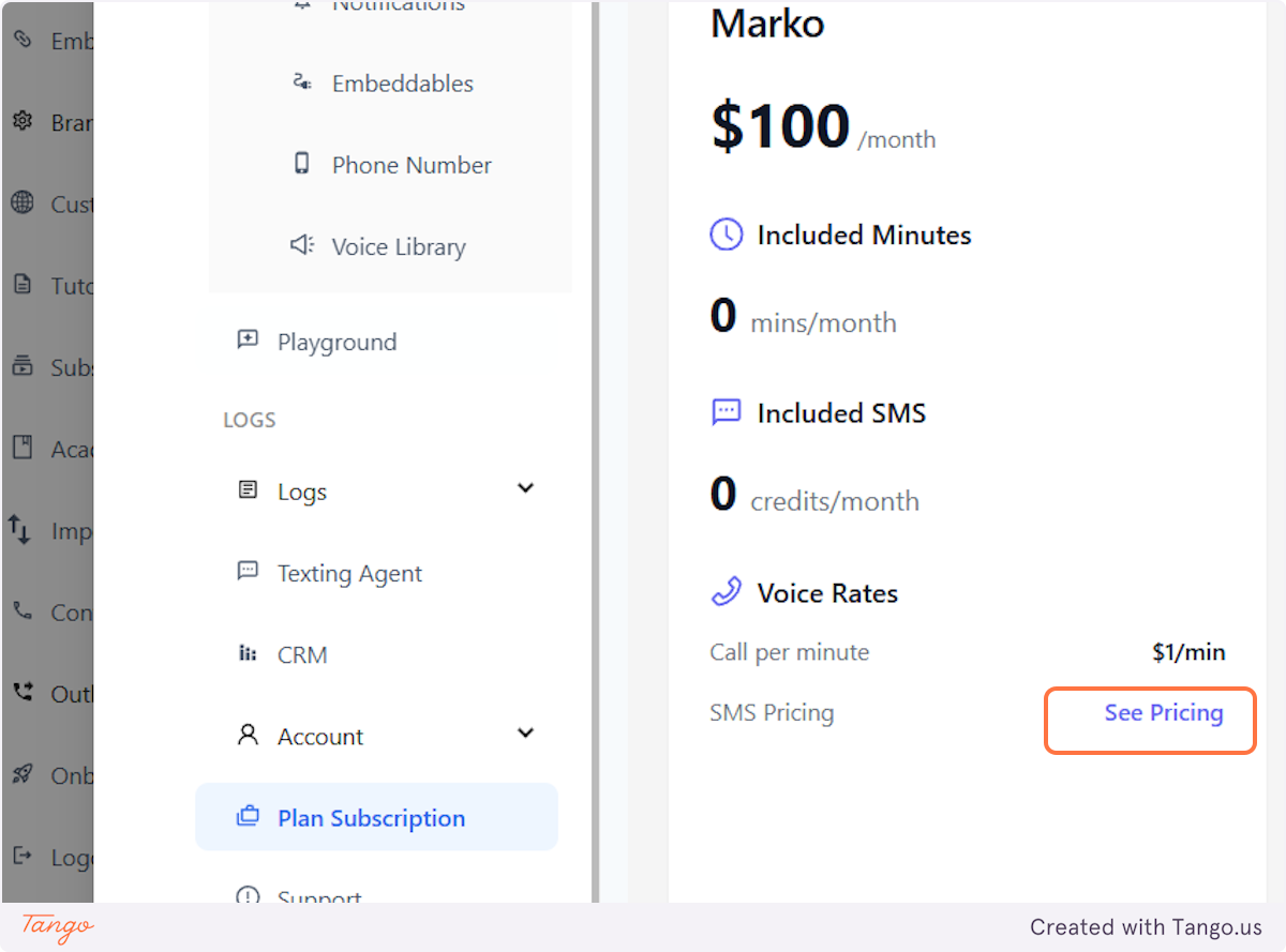 Your clients will also be able to see the pricing per SMS in their plan if you are using Stripe rebilling.