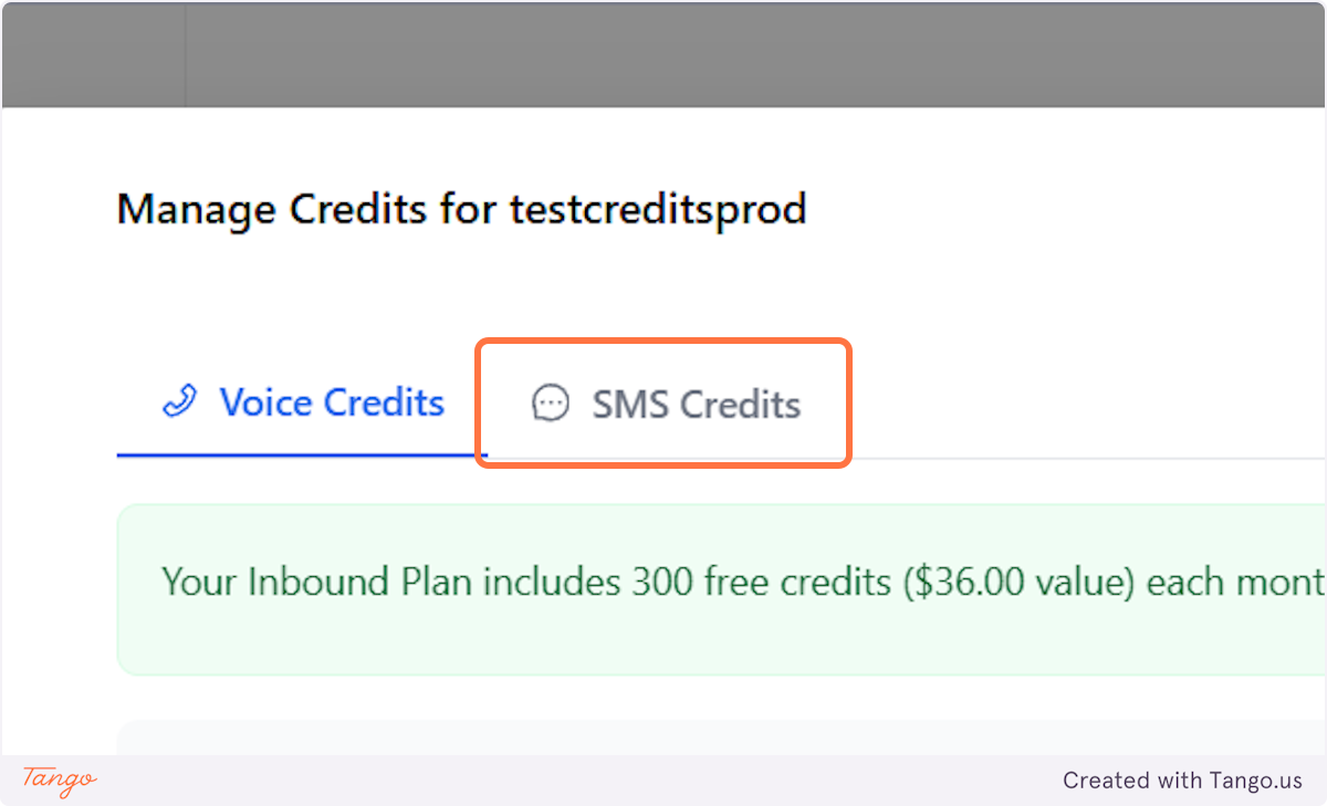 Let's look at SMS Credits now.
