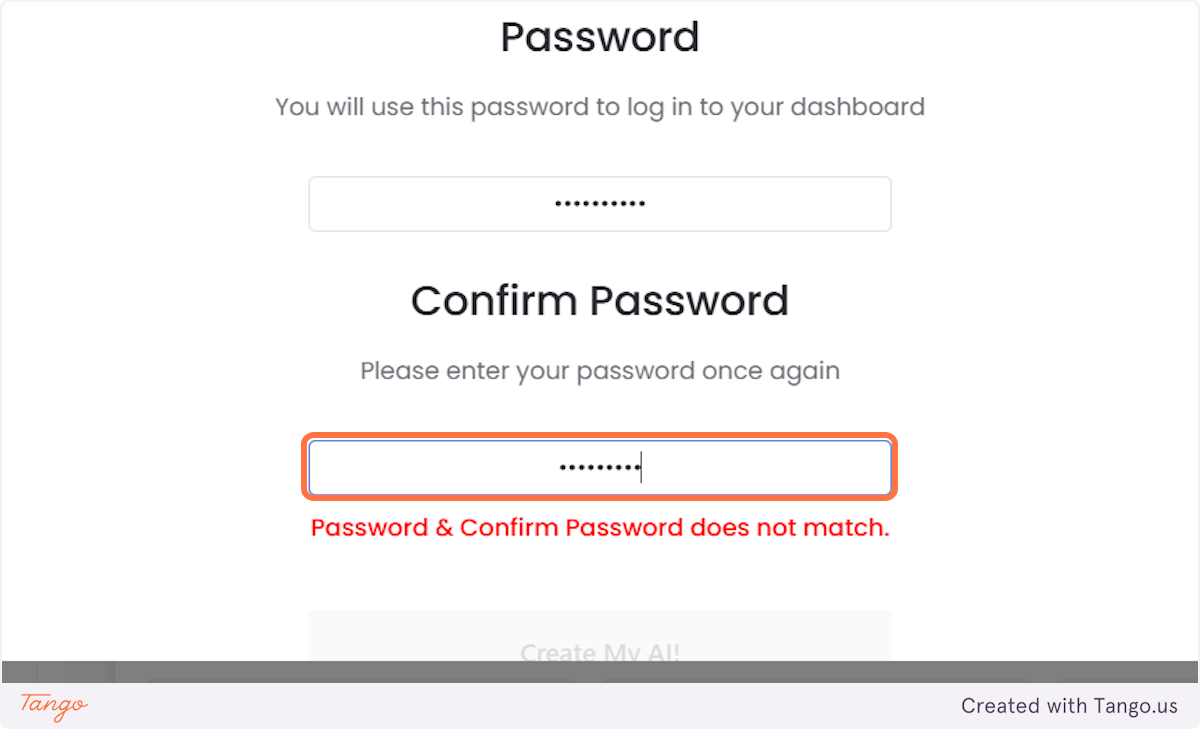 Confirm the password