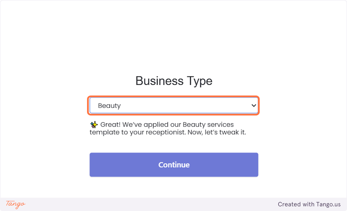 Choose their Business Type