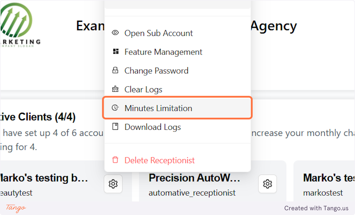 Click on Minutes Limitation