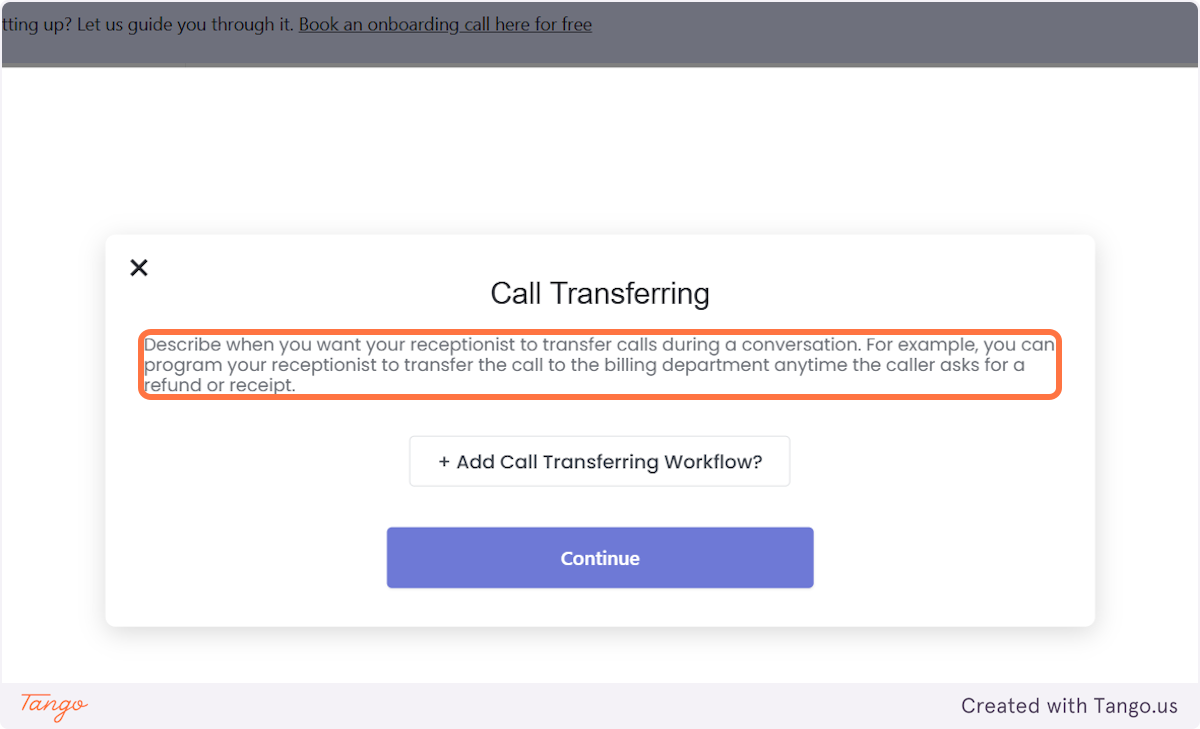 Call transferring workflow