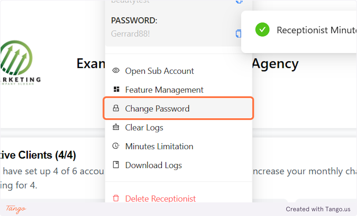 Click on Change Password