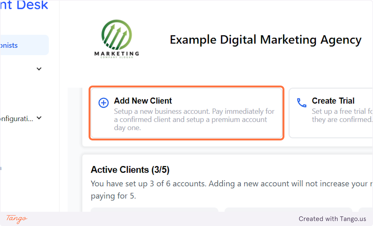 Click on Add New Client