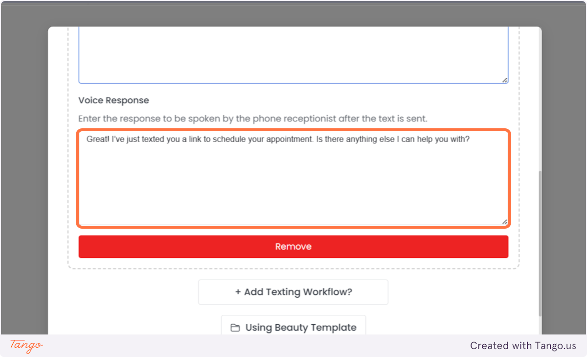 You can also set up a voice response that the AI will give after sending the text.