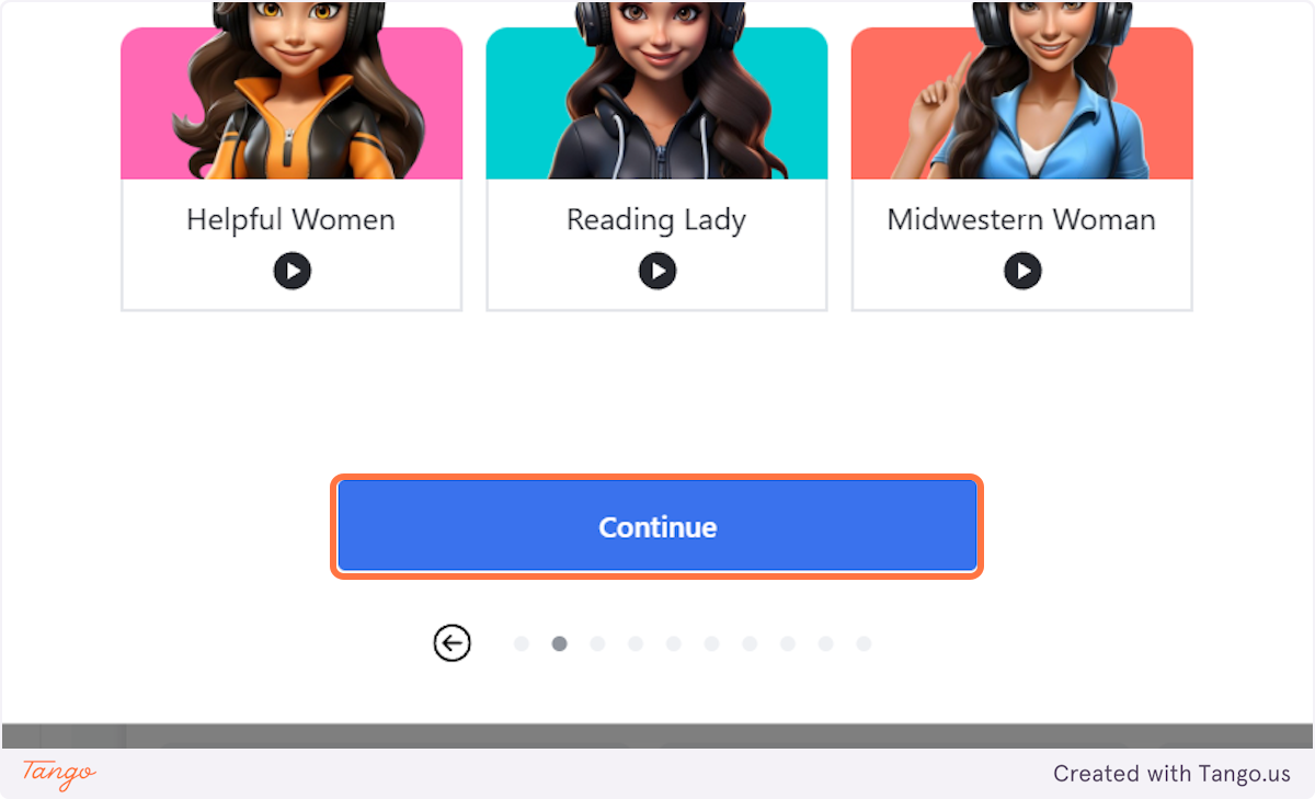 Click on Continue once you pick a voice