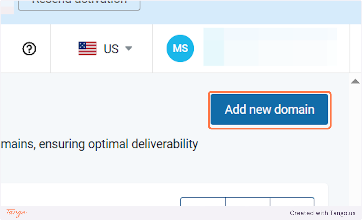 Click on Add new domain