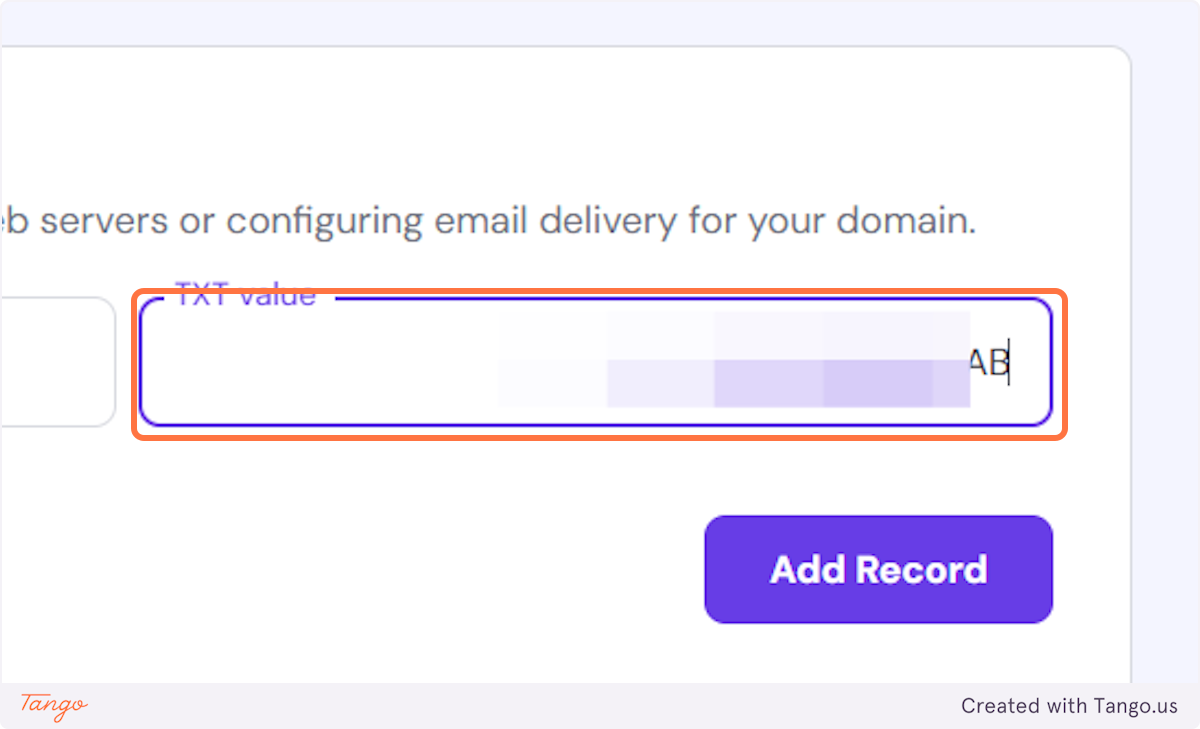 Paste the selected value into Hostinger (your DNS records)