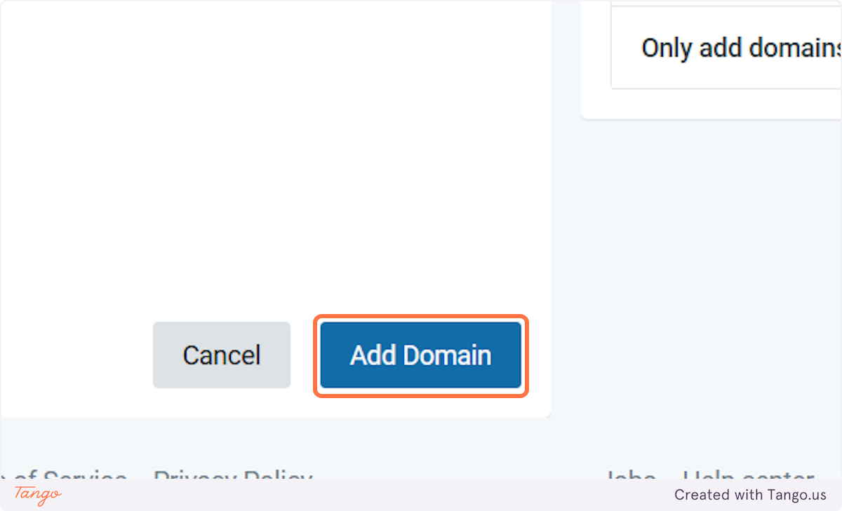Click on Add Domain