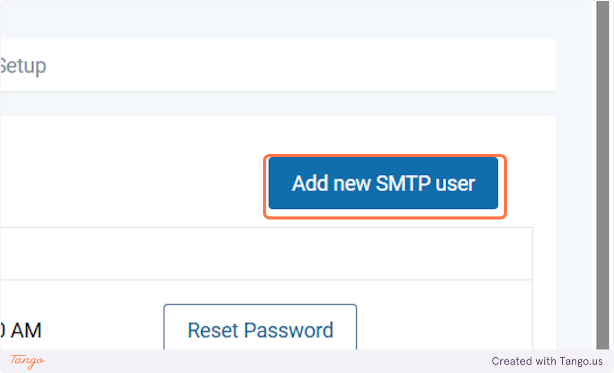 Click on Add new SMTP user
