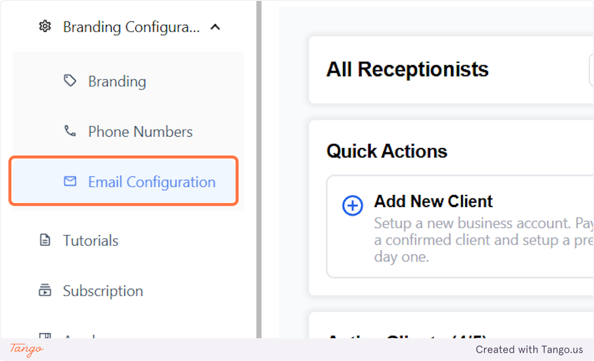 Click on Email Configuration