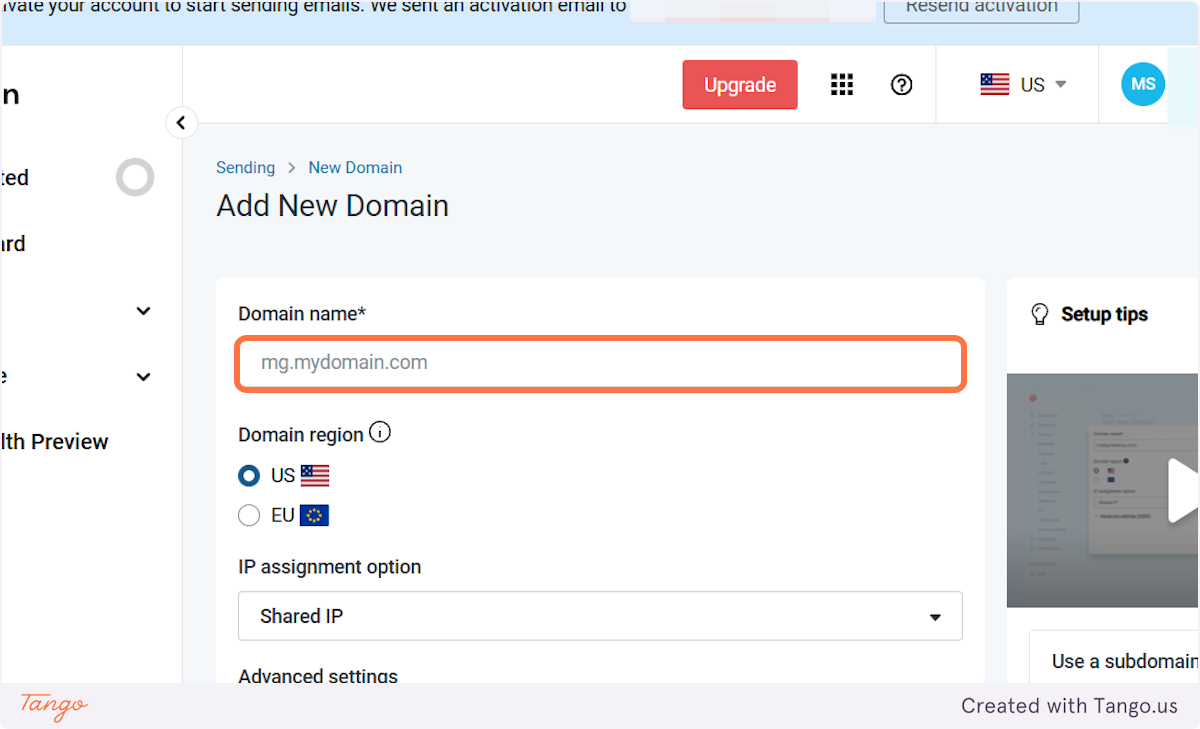 Now let's add your purchased domain.