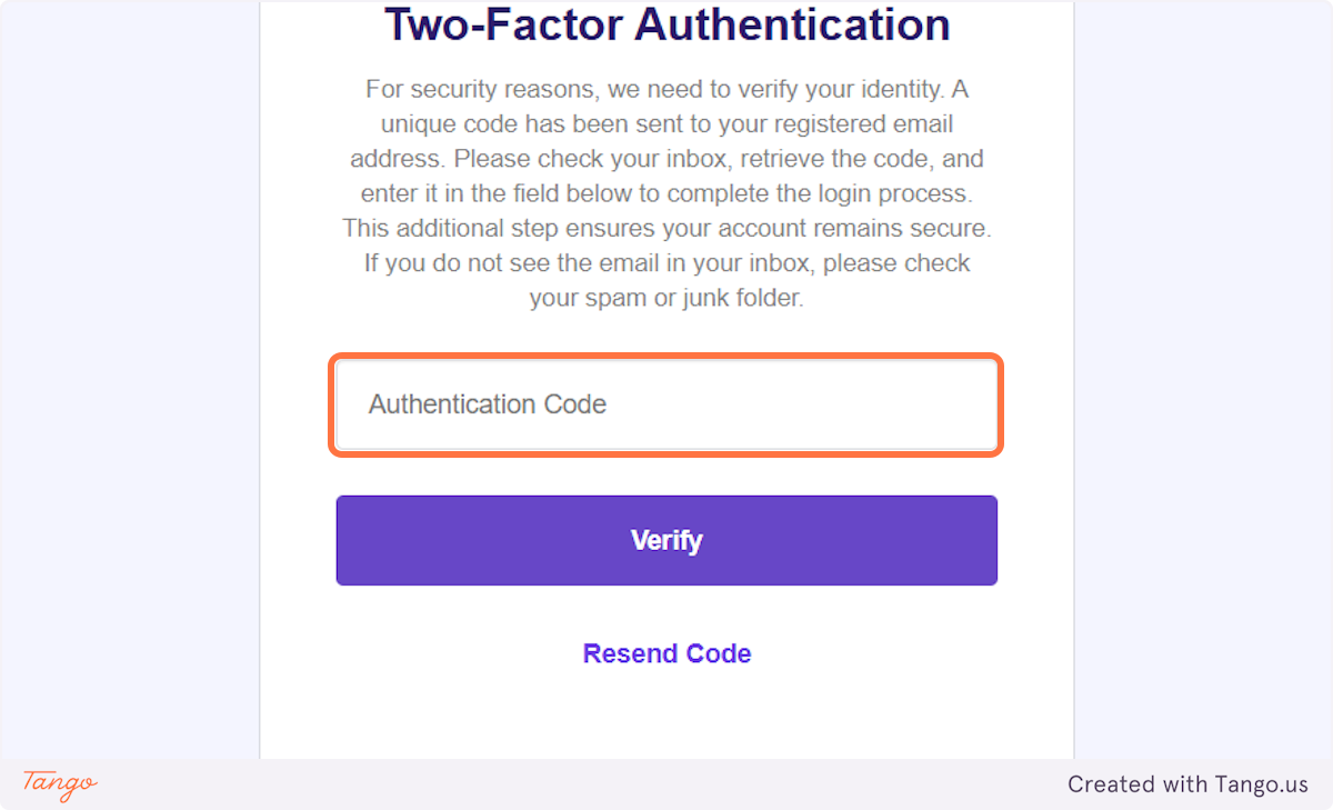If you have two factor authentication set up, you will need to insert the code you received to your email.