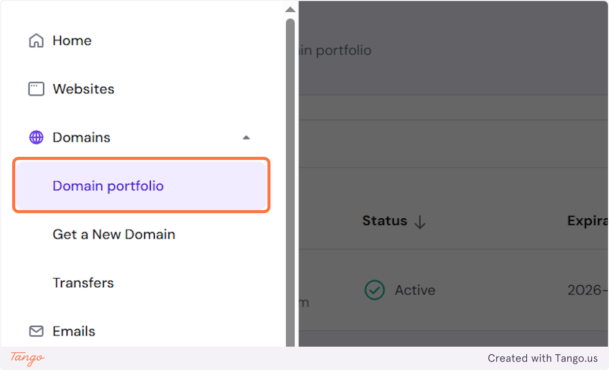 Click on Domain portfolio