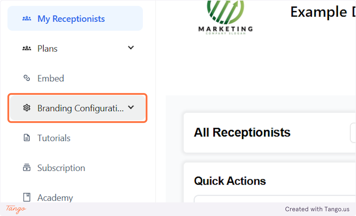 Click on Branding Configurations