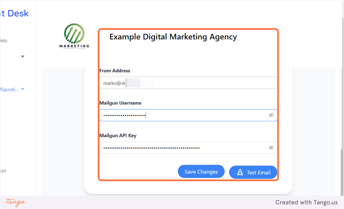 Add your domain and email address we just added on top of that and you will be ready to go.