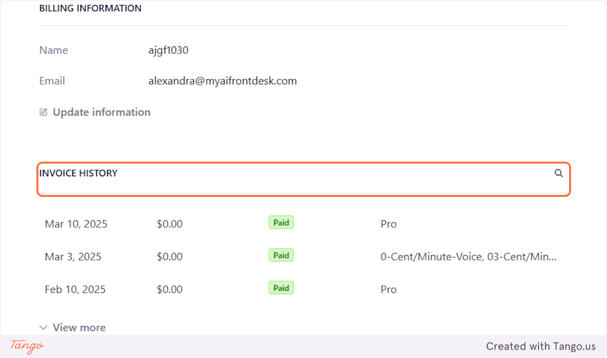 Invoice history