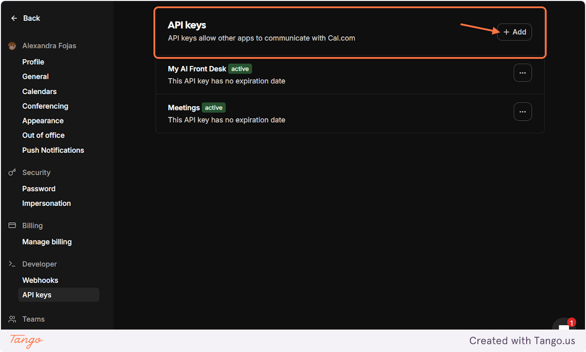 Adding an API key
