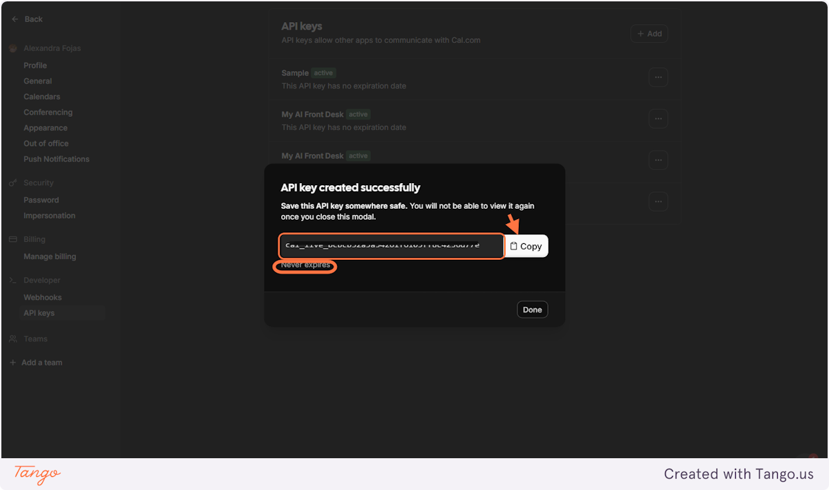 Copy your API key