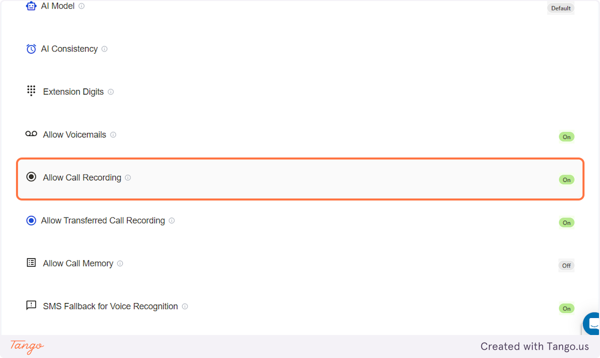 Scroll down and click on Allow Call Recording