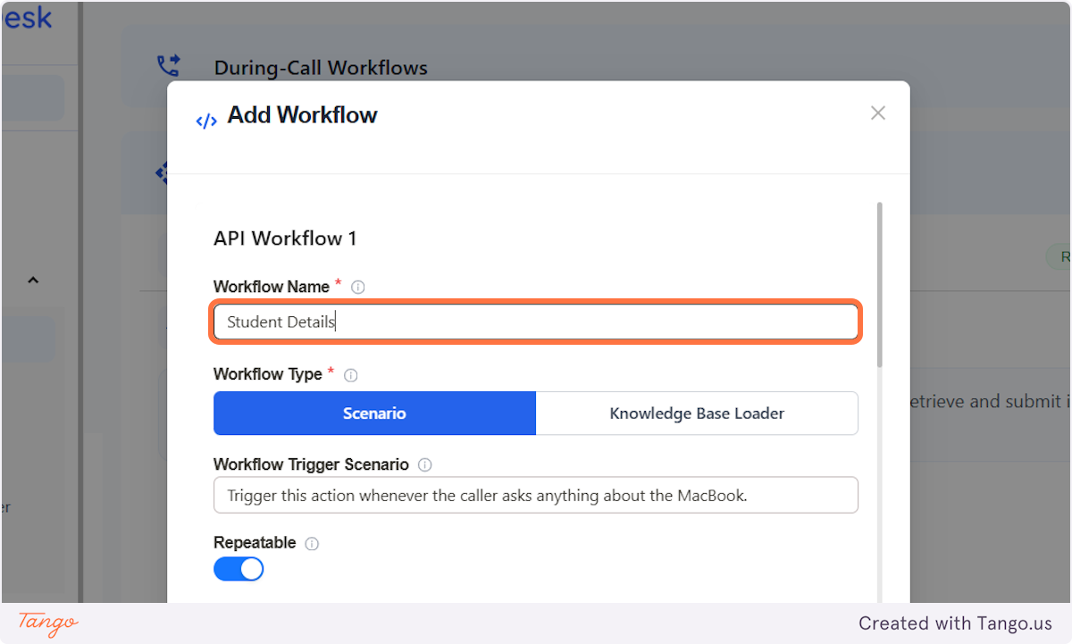 Add the Workflow name