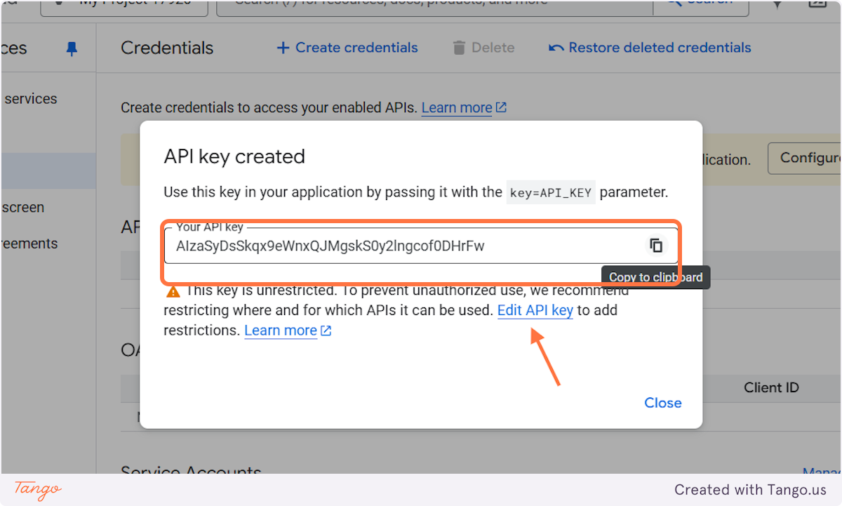 Edit your API Key